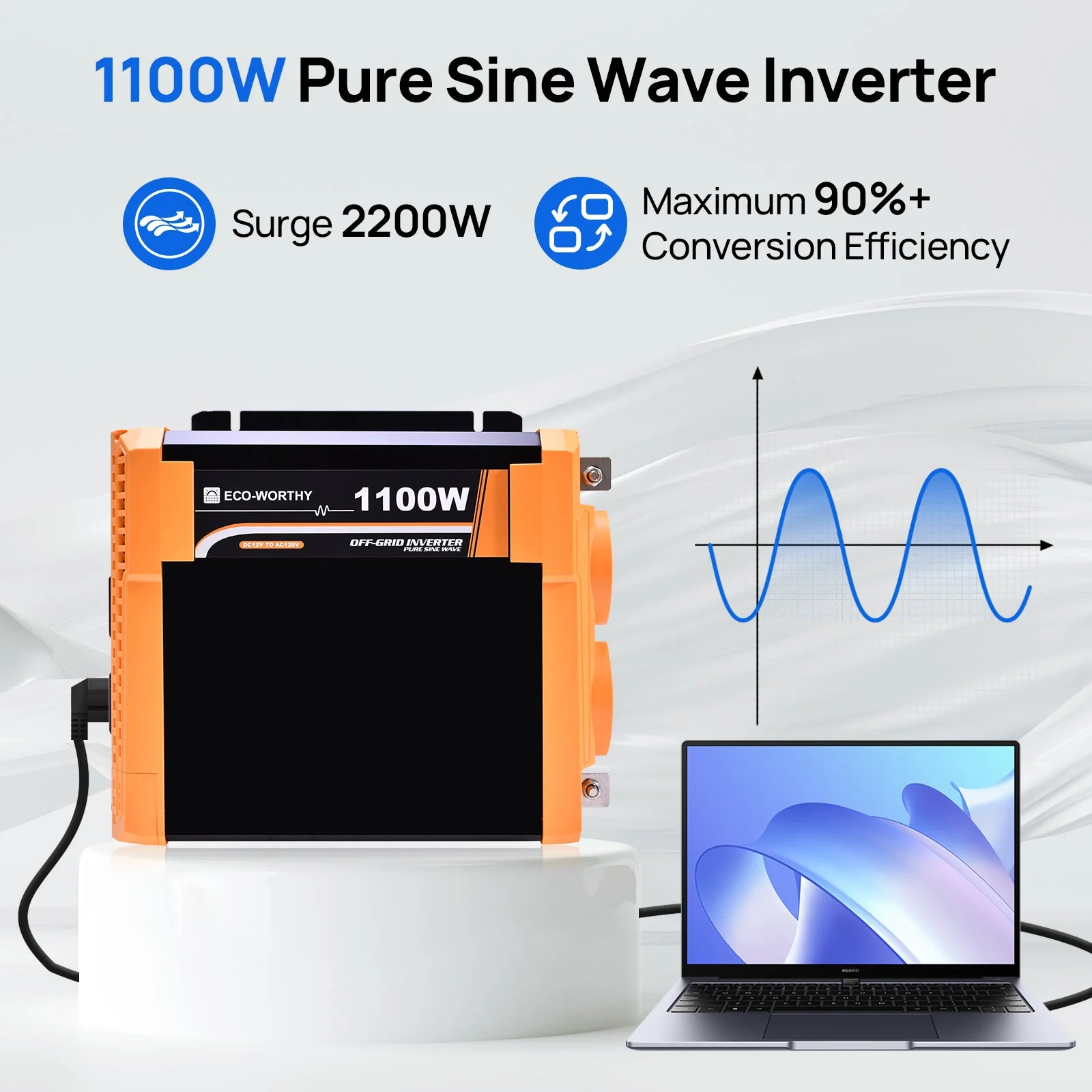 1100W Off Grid Pure Sine Wave Inverter 12V to 110V - Image 4
