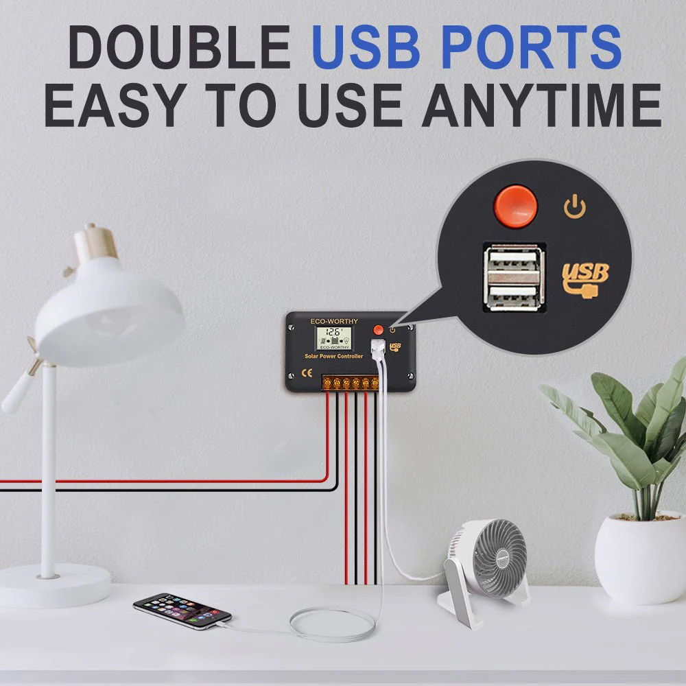 30A PWM LCD Display Solar Charge Controller Regulator with USB Port 12V/24V Autoswitch - Image 4