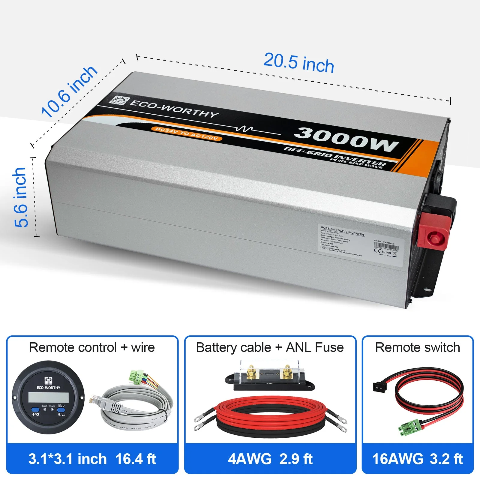 3000W Off Grid Pure Sine Wave Inverter 24V to 110V - Image 7