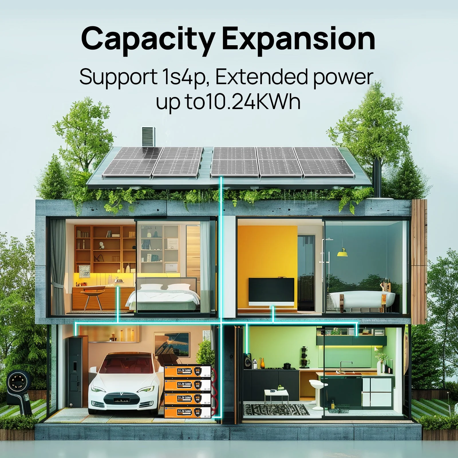 48V 50Ah Stackable Metal Case LiFePO4 Battery For Lawn Mower, Golf Cart, Solar Off-Grid - Image 14