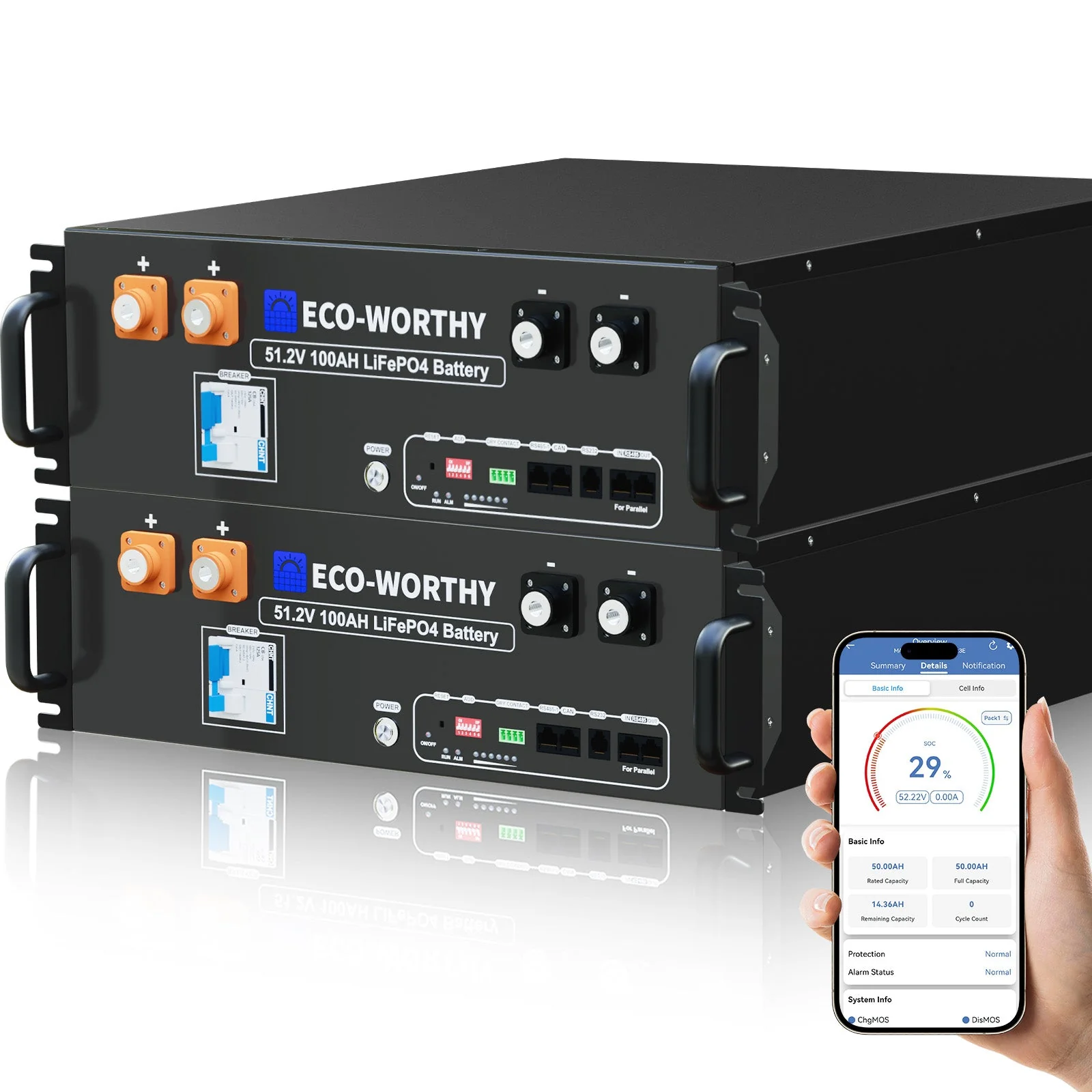 ECO-WORTHY 48V 100Ah Server Rack Battery | 5.12kWh V3 Lithium Battery | UL1973 | UL9540A | CEC - Image 12