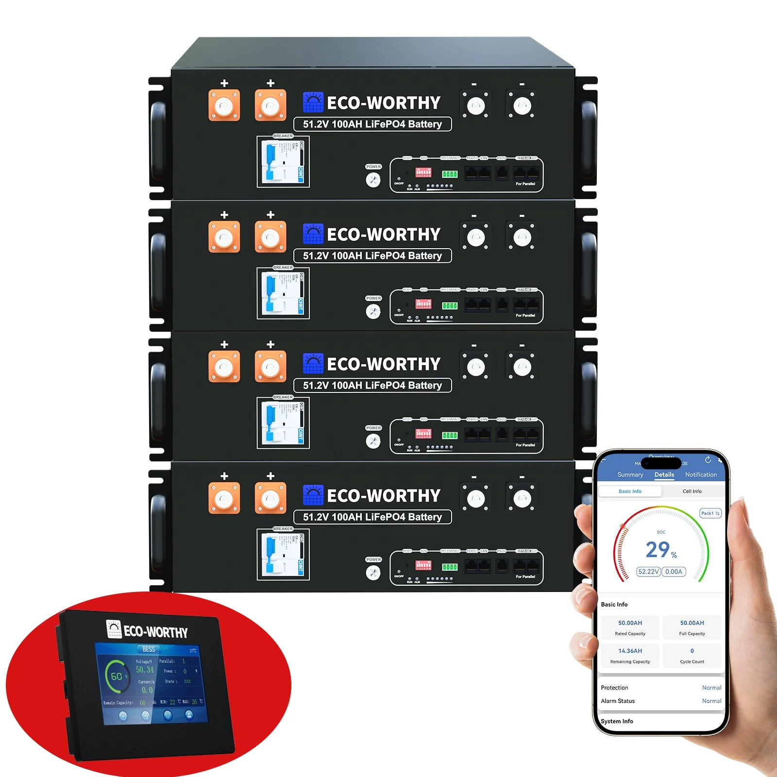 ECO-WORTHY 48V 100Ah Server Rack Battery | 5.12kWh V3 Lithium Battery | UL1973 | UL9540A | CEC - Image 13