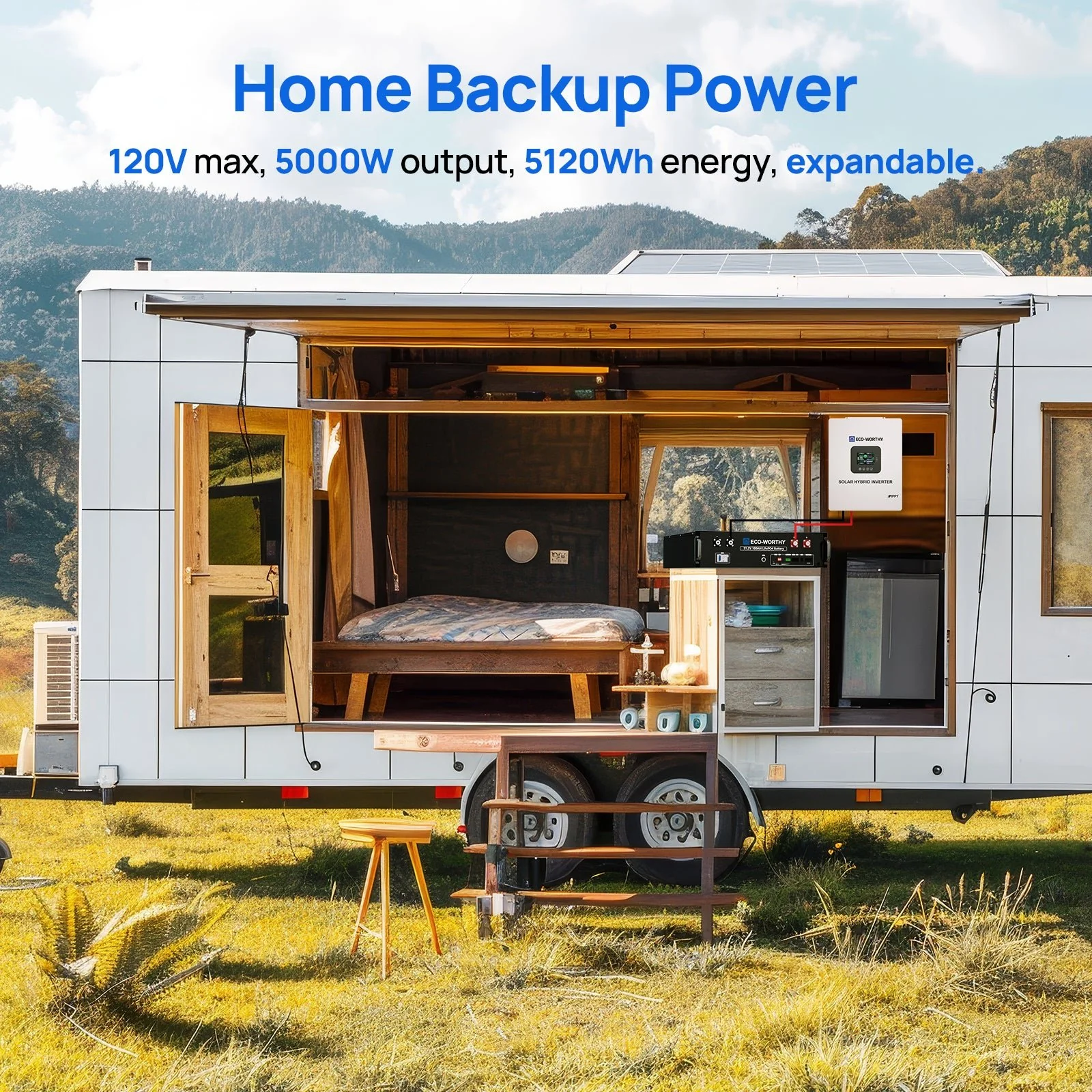 ECO-WORTHY 20.48kWh/30.72kWh Home Backup Power with 48V LiFePO4 and 10kW Inverter - Image 11