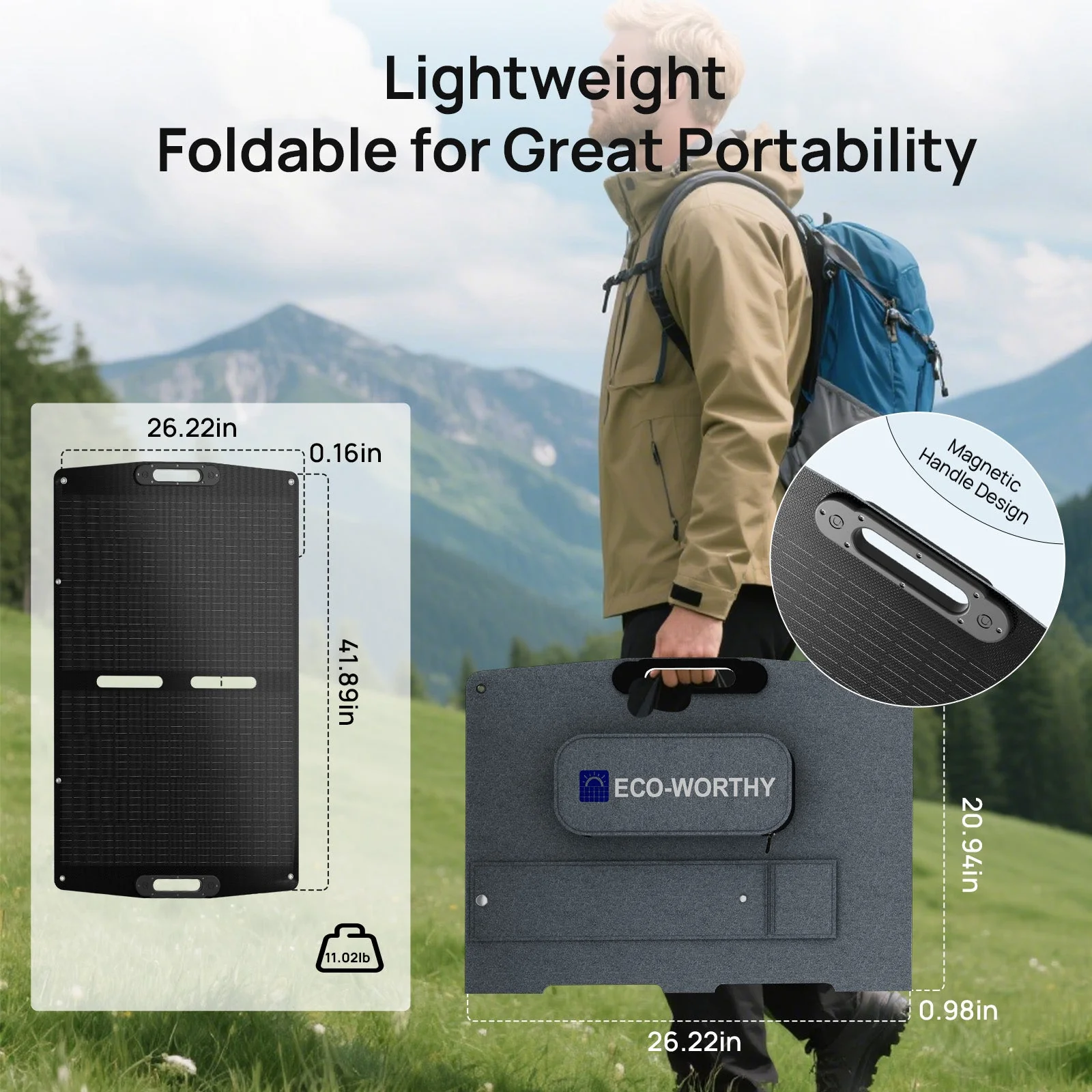 ECO-WORTHY 100W Portable Solar Panel for Outdoor Camping RV - Image 9