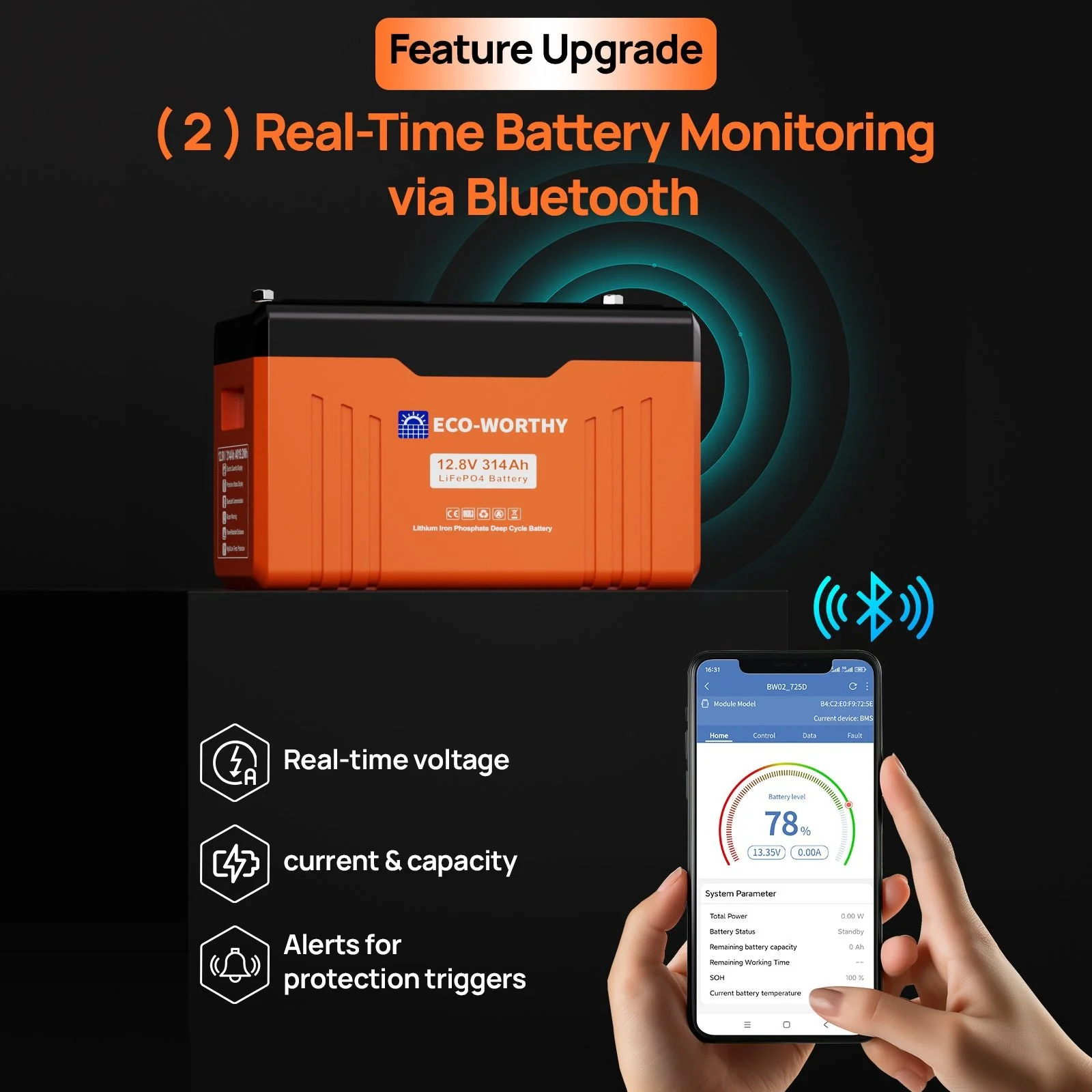ECO-WORTHY 12V 314Ah LiFePO4 Lithium Battery Bluetooth Version 2 - Image 9