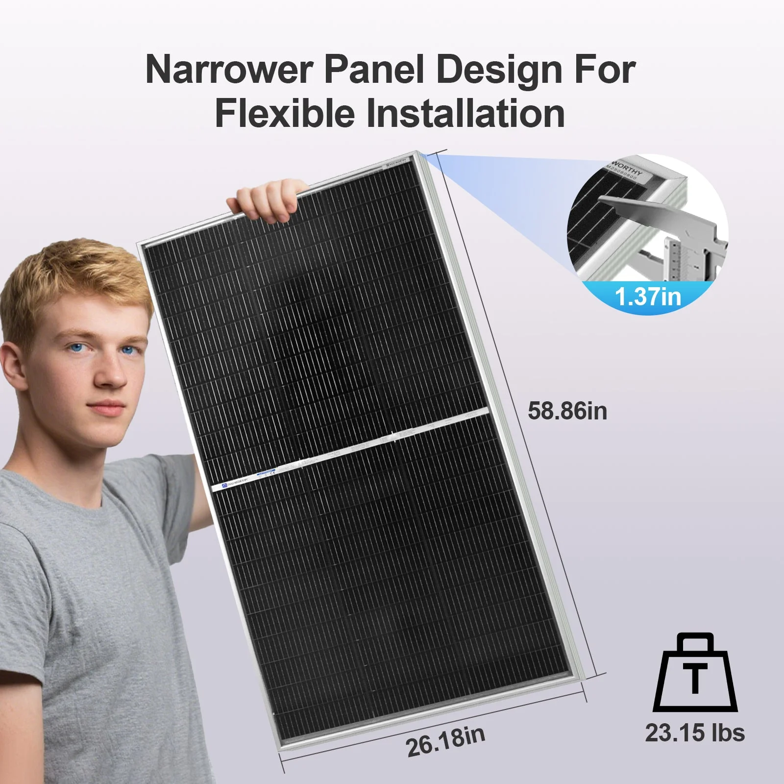ECO-WORTHY 195W N-Type 18BB Bifacial Solar Panel with 25% High Conversion Efficiency - Image 5