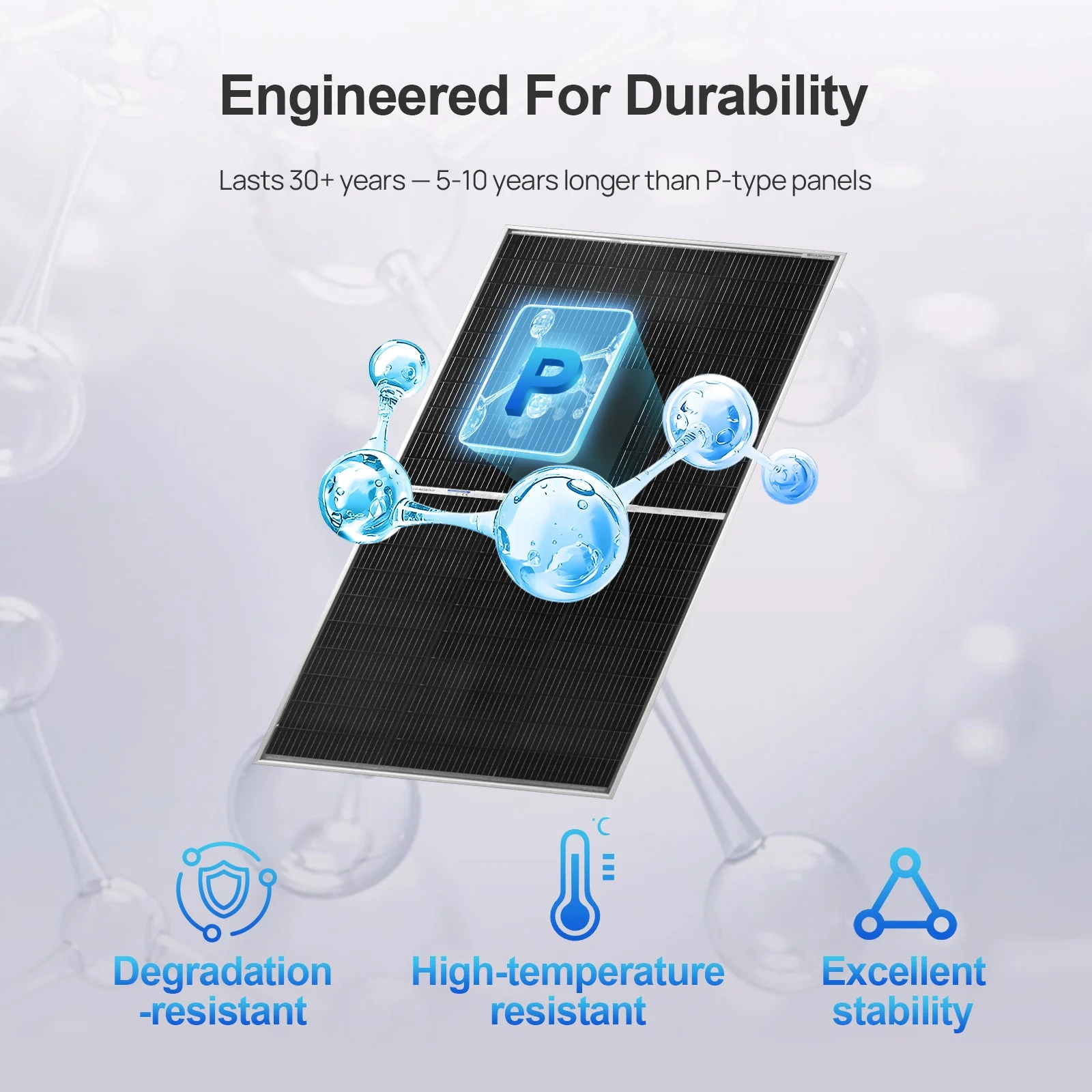 ECO-WORTHY 195W N-Type 18BB Bifacial Solar Panel with 25% High Conversion Efficiency - Image 7