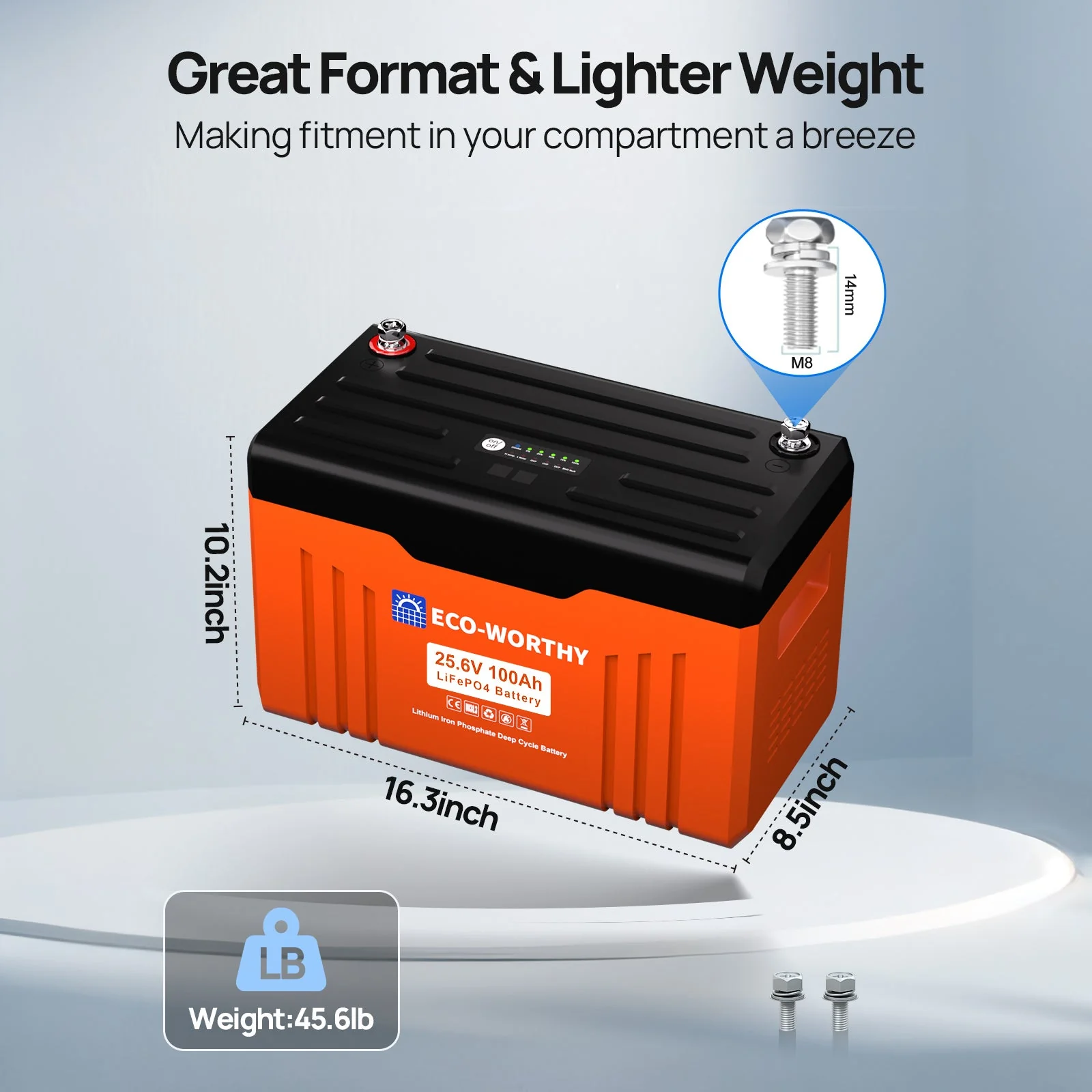 ECO-WORTHY 24V 100Ah Bluetooth Lithium Battery with BMS - Image 9