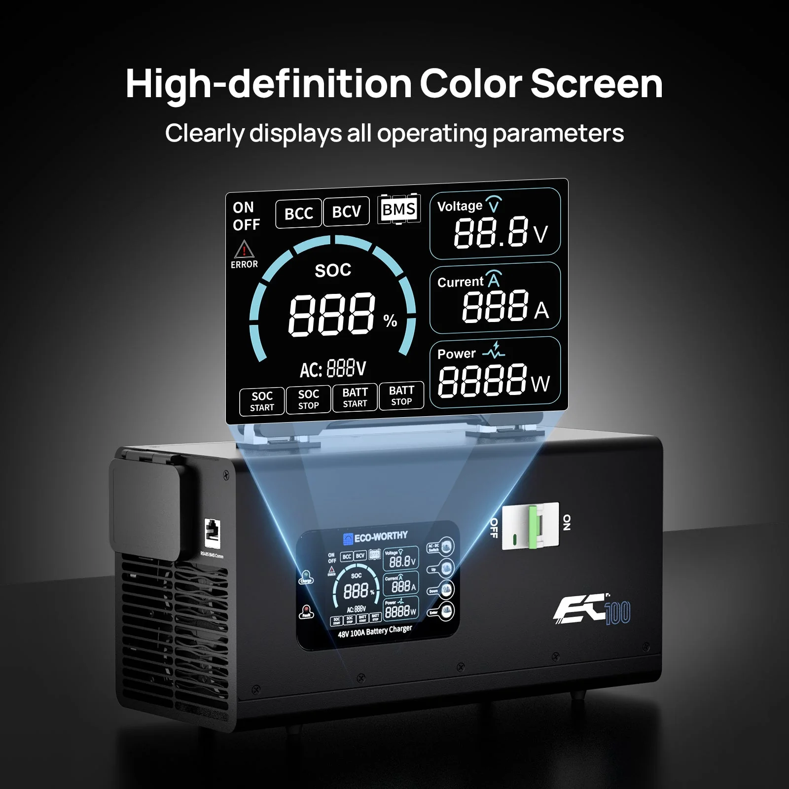 EC100 48V 100A Battery Charger | 5.78KW Max Output | Soft Start |120V 240V AC Input - Image 5