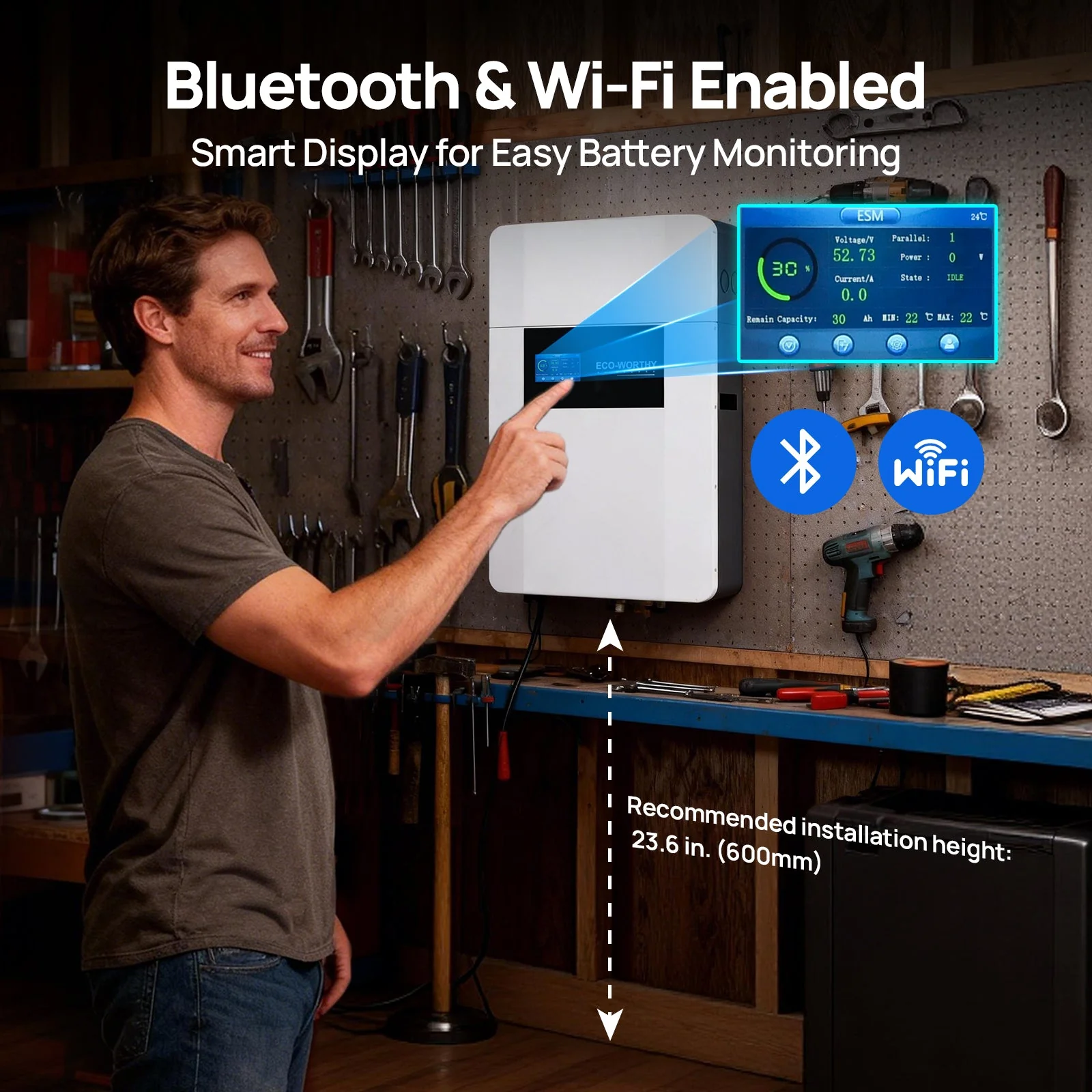 ECO-WORTHY 48V 100AH Wall-Mount Indoor Battery With Conduit Box | Bluetooth & WiFi | Low-Temp Ready | 10 Years Warranty - Image 8