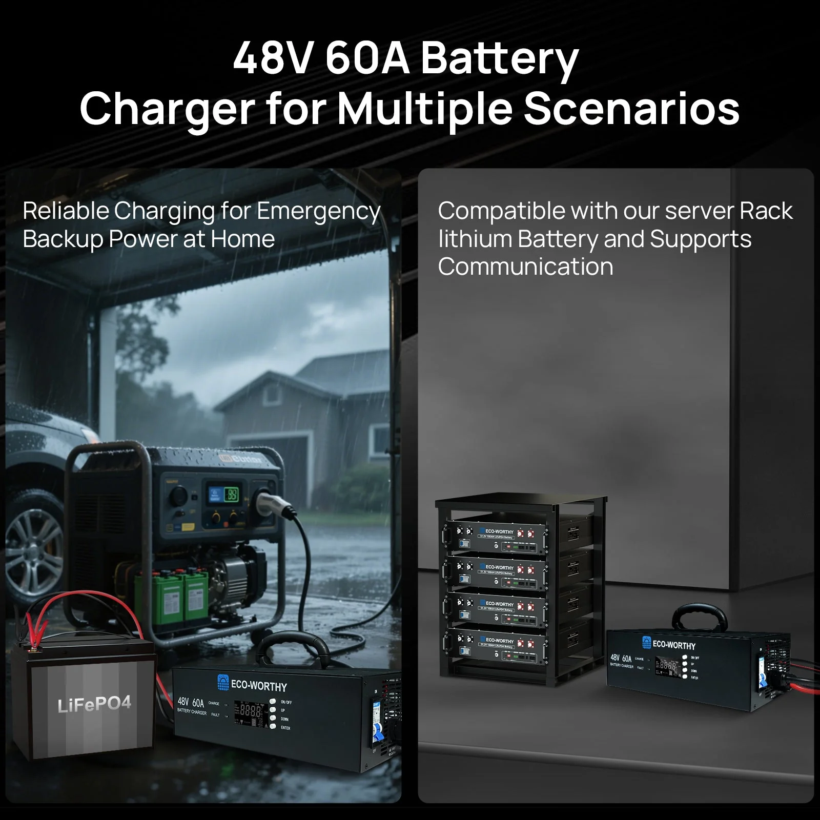 ECO-WORTHY 48V 60A Battery Charger | 3.2KW Max Output | Soft Start |120V 240V AC Input | (Version2) - Image 6