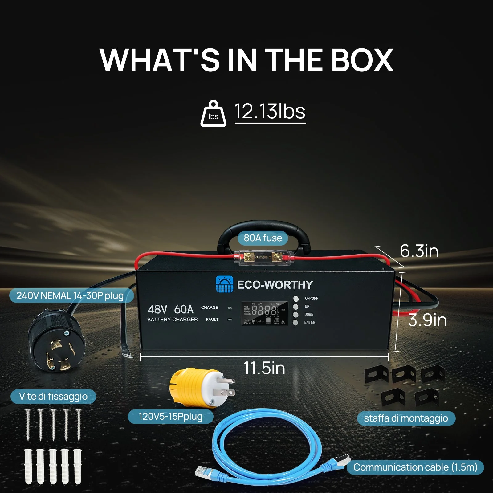 ECO-WORTHY 48V 60A Battery Charger | 3.2KW Max Output | Soft Start |120V 240V AC Input | (Version2) - Image 8