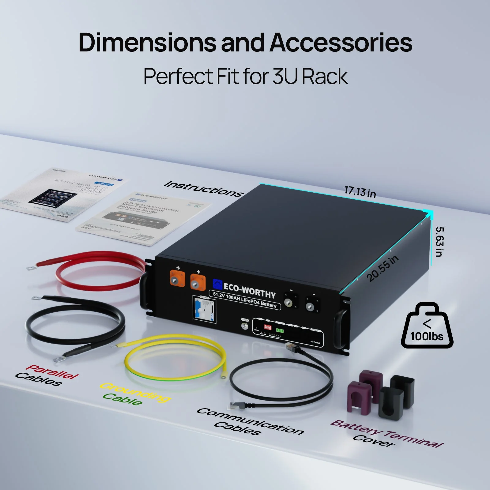 ECO-WORTHY 5.12KWh Home Backup Power With 48V 100Ah LiFePO4 And 3500W 48V Off-Grid Inverter - Image 5