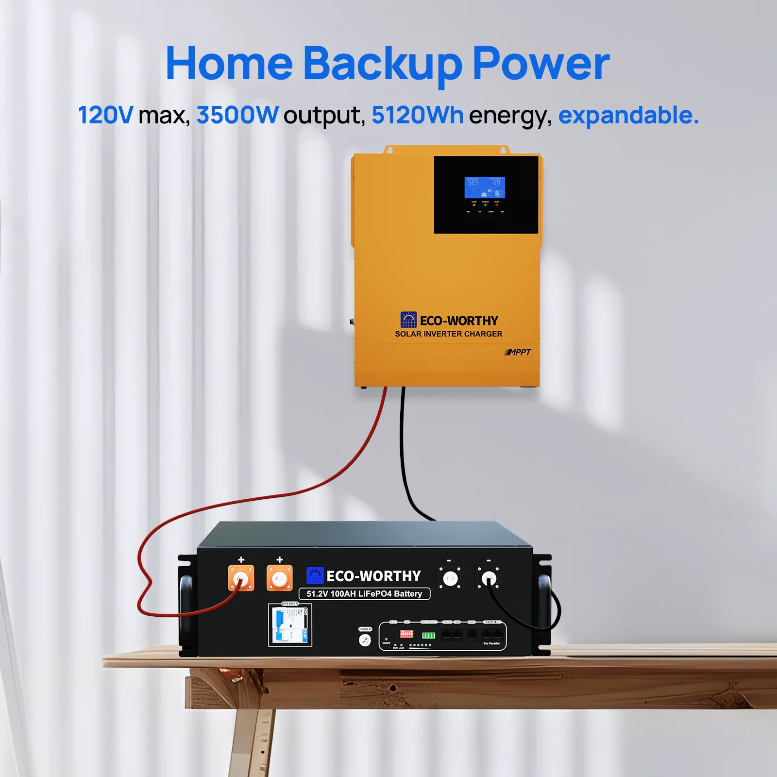 ECO-WORTHY 5.12KWh Home Backup Power With 48V 100Ah LiFePO4 And 3500W 48V Off-Grid Inverter - Image 9