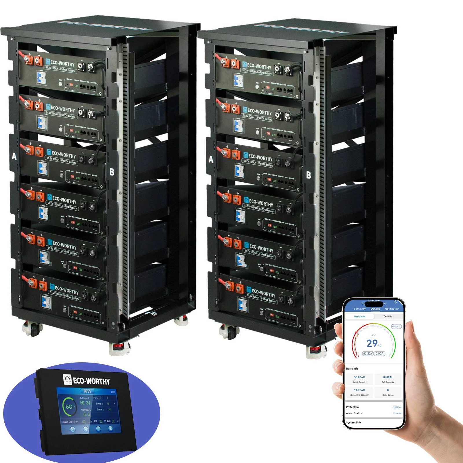 ECO-WORTHY 48V 100Ah Server Rack Battery | 5.12kWh V3 Lithium Battery | UL1973 | UL9540A | CEC - Image 15