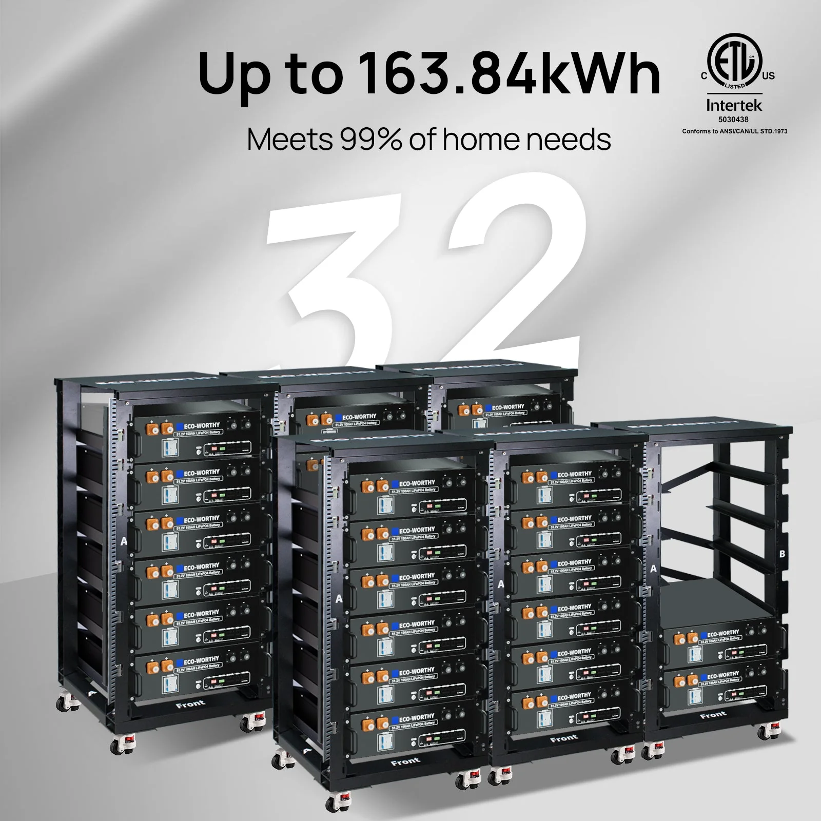 ECO-WORTHY 48V 100Ah Server Rack Battery | 5.12kWh V3 Lithium Battery | UL1973 | UL9540A | CEC - Image 4