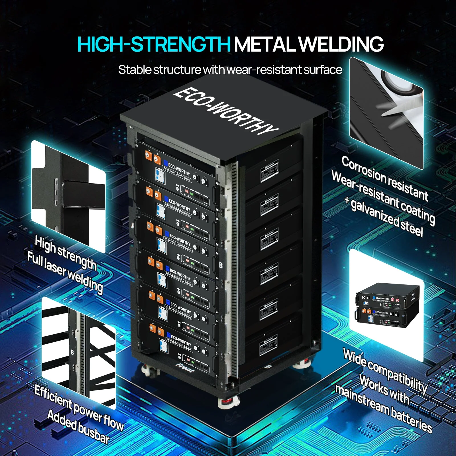 ECO-WORTHY RACK6 V2 I 6-Layer Rack With 600A Busbar| For Server Rack Battery All Versions - Image 7