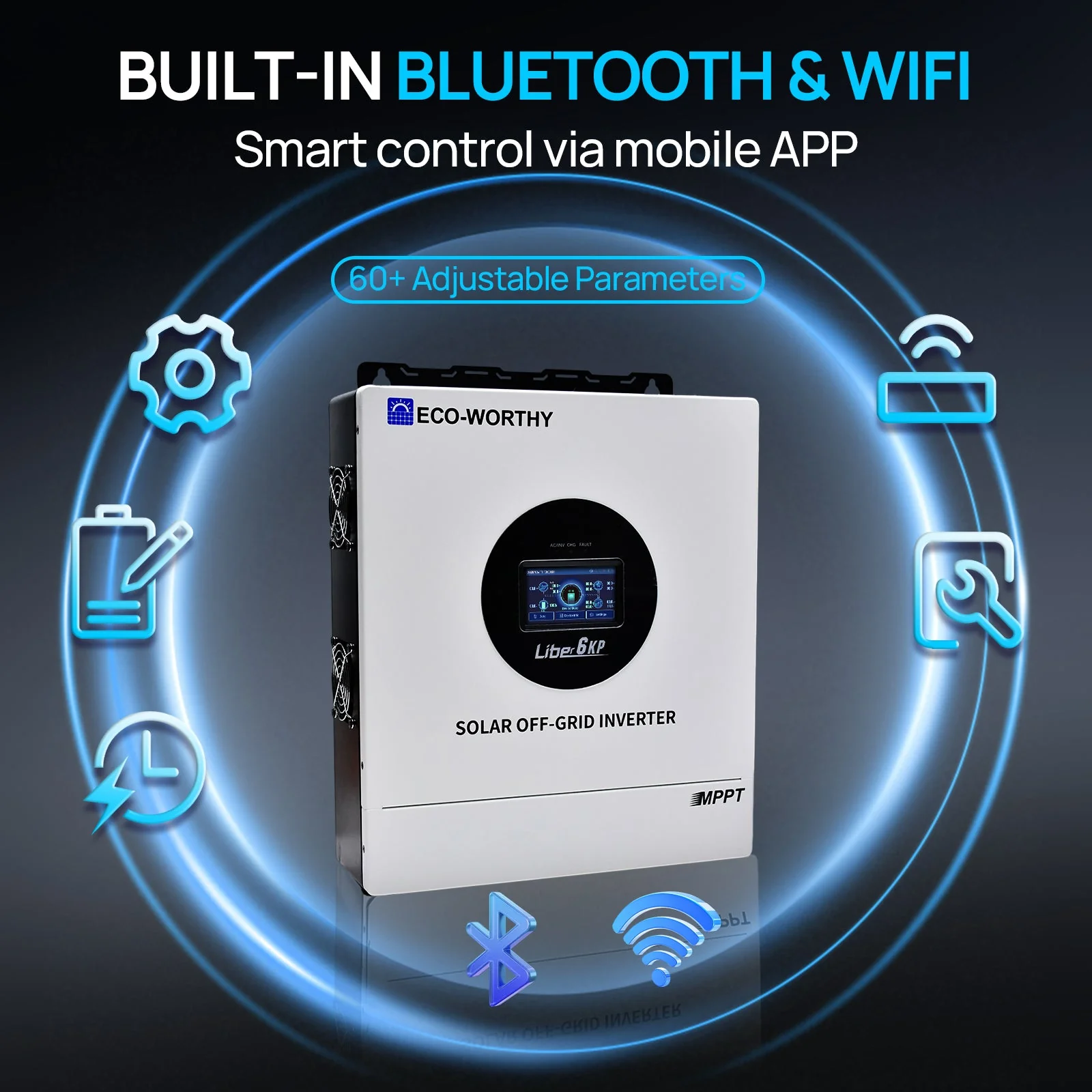 6KW Solar Off-grid Split-phase AIO Inverter, 48Vdc to 120Vac/240Vac, 9kW@500V PV Input - Image 4