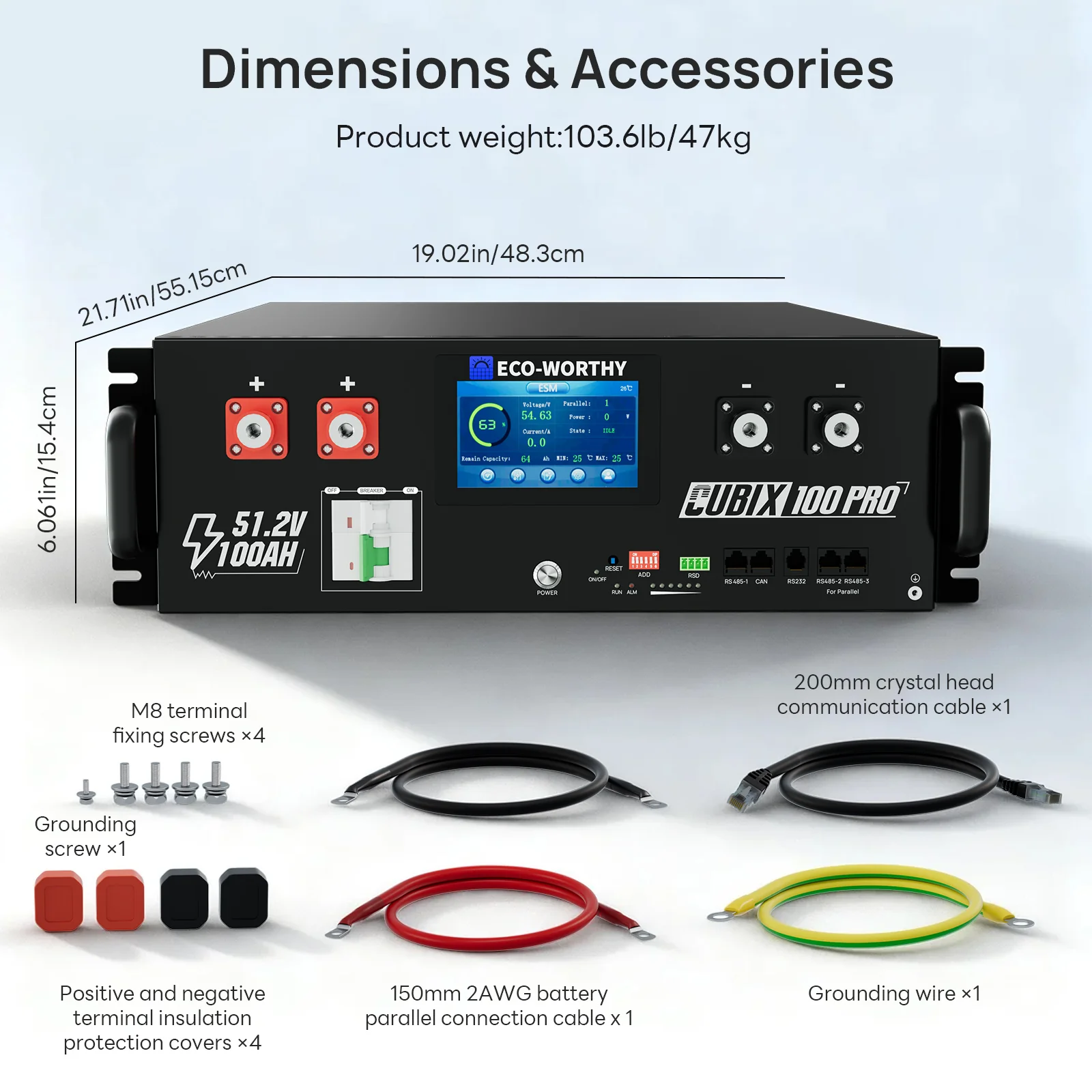 ECO-WORTHY Cubix 100 Pro | 48V 100AH Server Rack Battery | Bluetooth & WiFi | Low-Temp Ready | 10 Years Warranty - Image 10