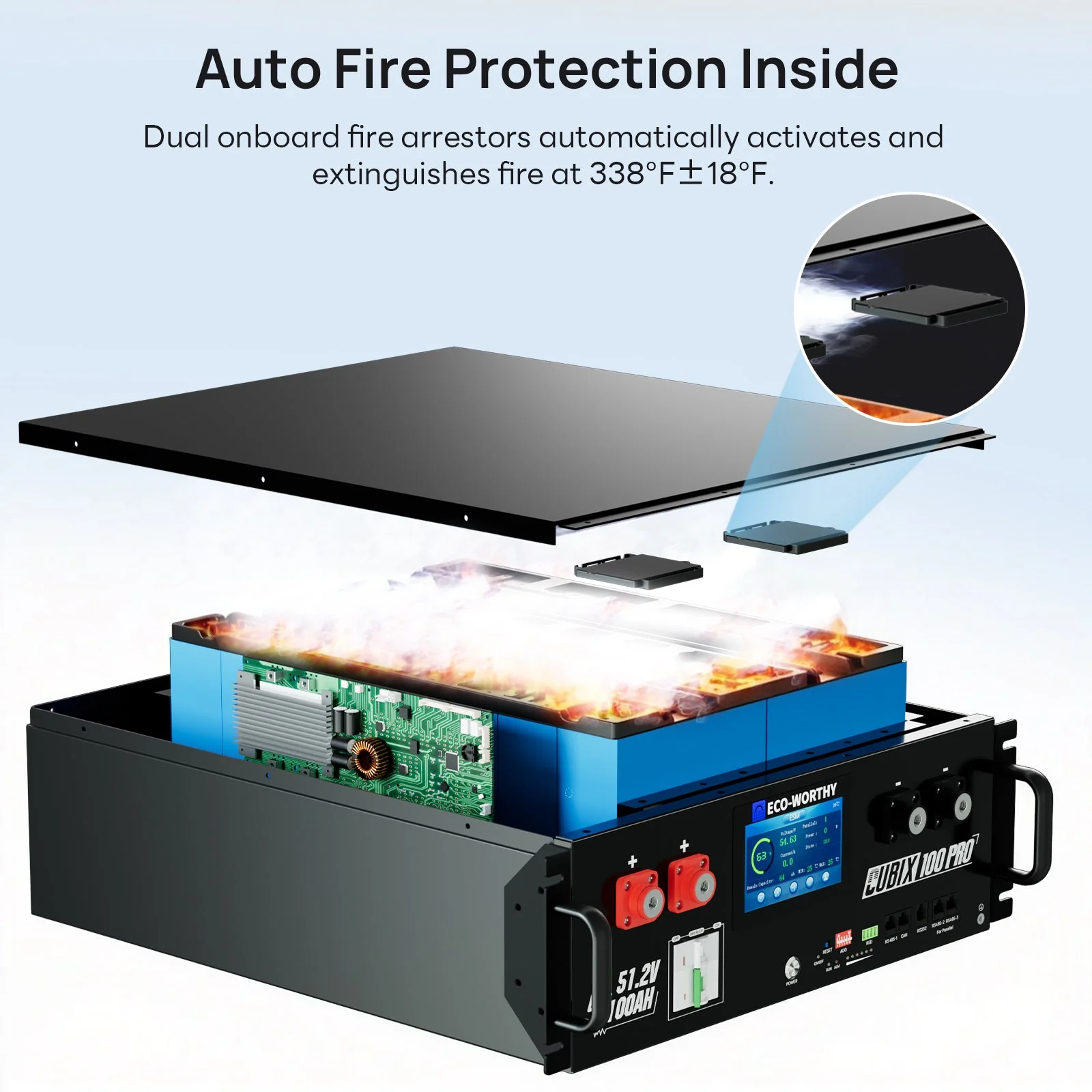 ECO-WORTHY Cubix 100 Pro | 48V 100AH Server Rack Battery | Bluetooth & WiFi | Low-Temp Ready | 10 Years Warranty - Image 4
