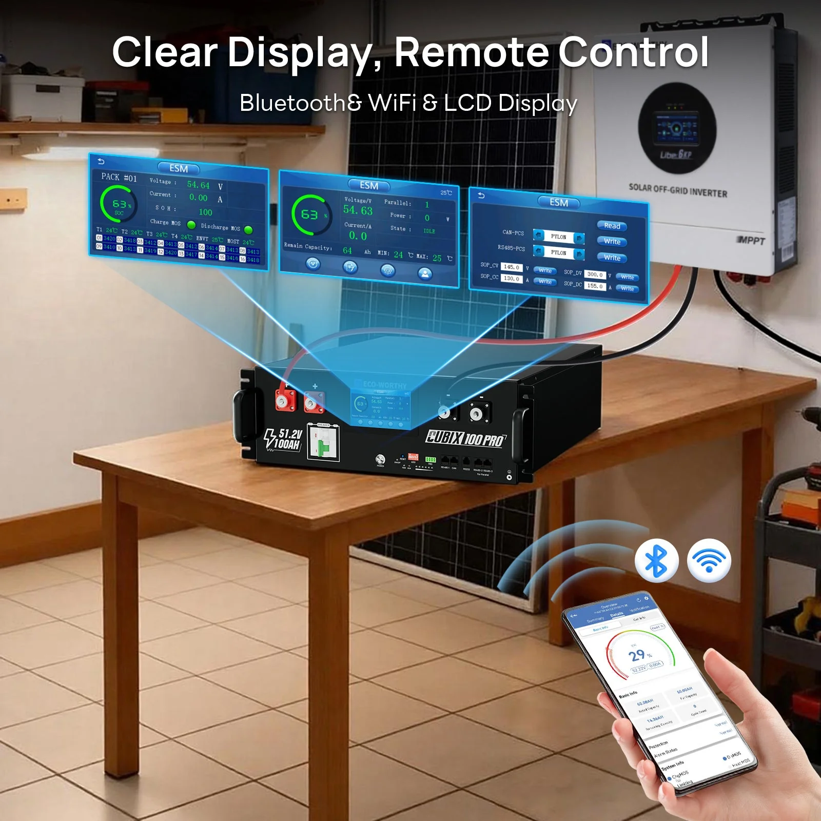 ECO-WORTHY Cubix 100 Pro | 48V 100AH Server Rack Battery | Bluetooth & WiFi | Low-Temp Ready | 10 Years Warranty - Image 6