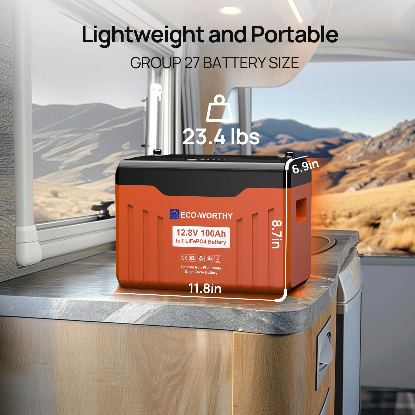 ECO-WORTHY 12V 100Ah LiFePO4 Lithium Battery with SOC Display - Image 9