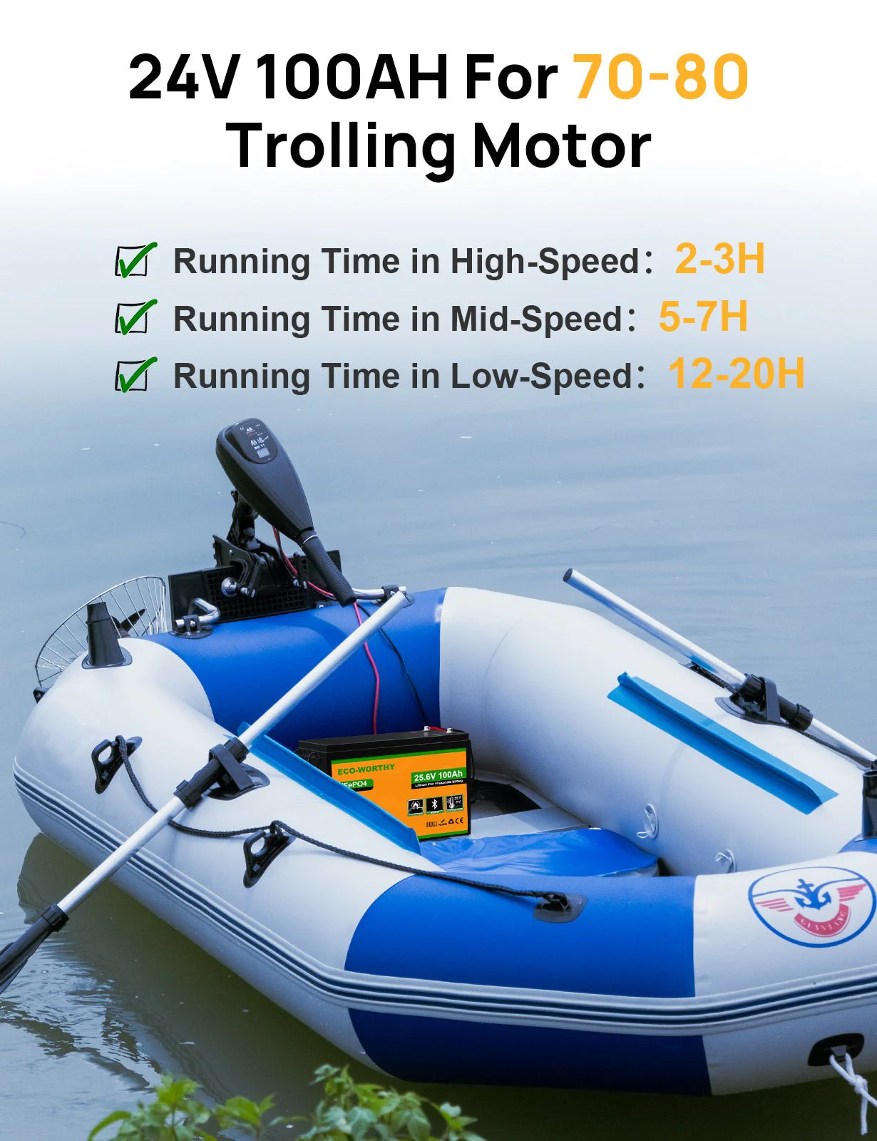 ECO-WORTHY 24V 100Ah LiFePO4 Lithium Battery Bluetooth Low-Temp Protection - Image 5