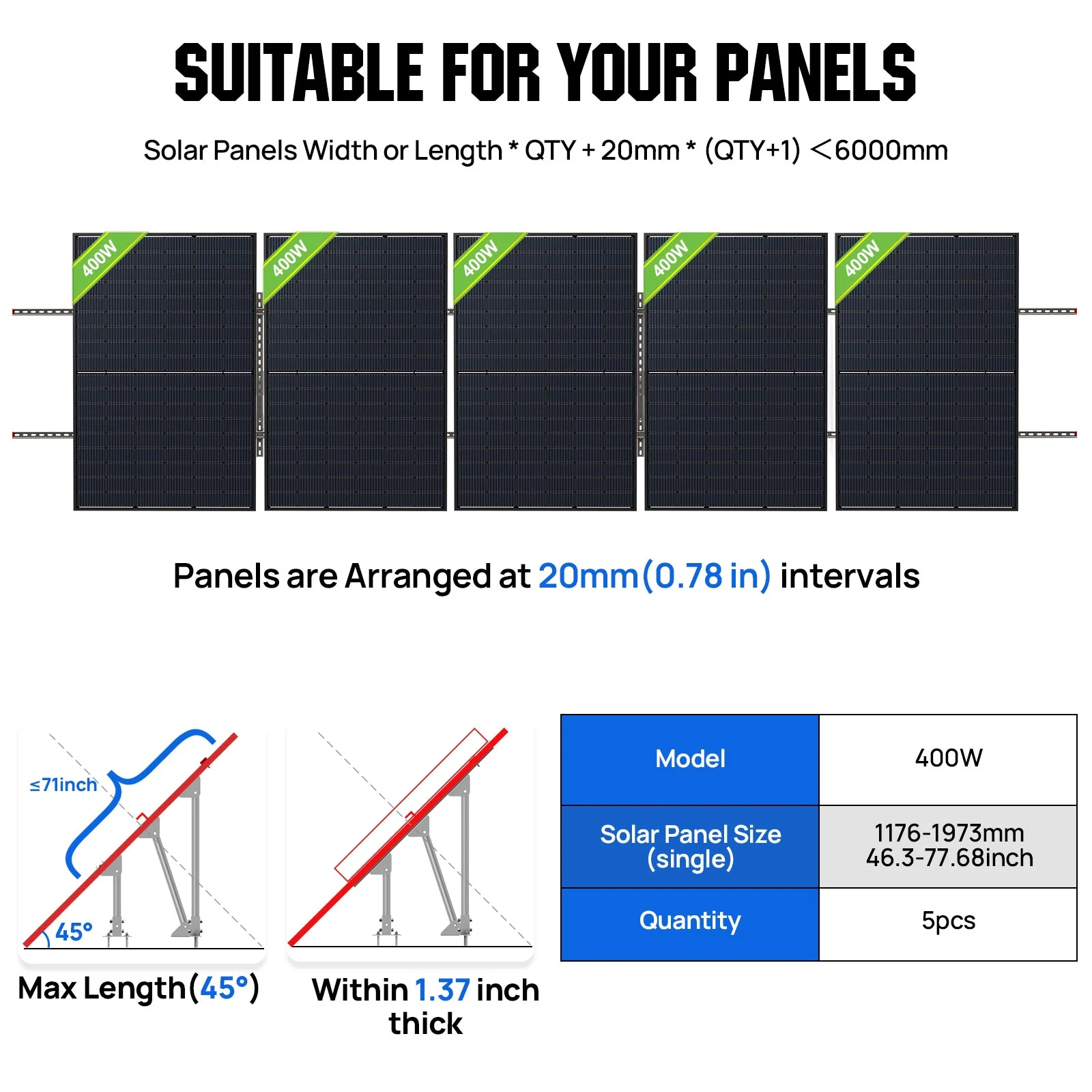 Updated Adjustable Solar Panel Mounting Brackets for 200W–400W Panels - Image 4