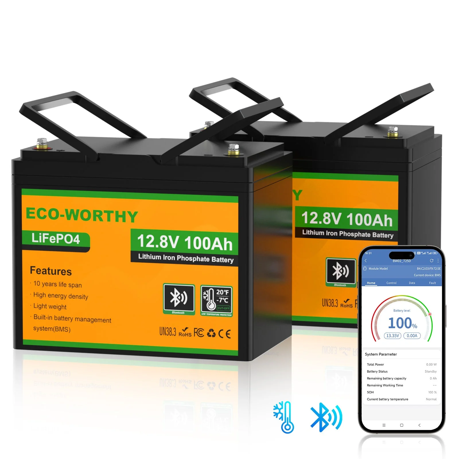 LiFePO4 12V 100Ah Lithium Iron Phosphate Battery With Bluetooth And Low-temperature Protection - Image 11